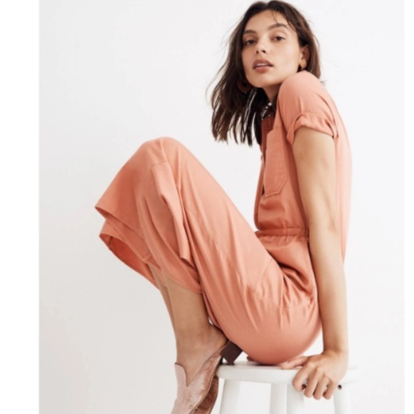 NEW MADEWELL Wide Leg Utility Coral Jumpsuit Sz 10 - Picture 3 of 3